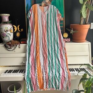 Colorful Striped Kaftan Dress One Size